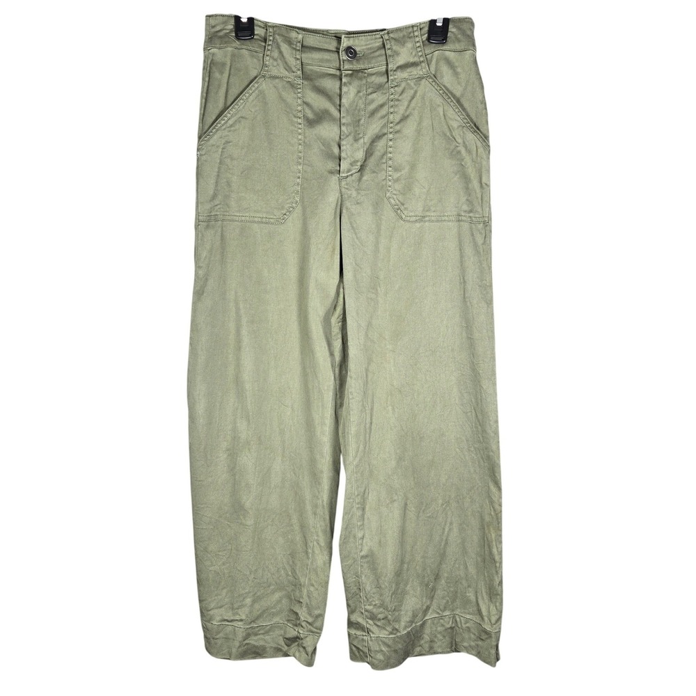Joie Wide Leg Utility Pants Womens 4 Olive Green Lyocell Crop Casual Twill